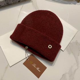 Loro Piana Men's / Women's Fine Rib Knit Blend Beanie in burgundy