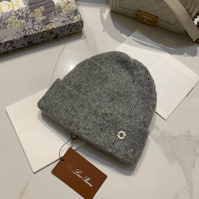 Loro Piana Men's / Women's Fine Rib Knit Blend Beanie in dark gray