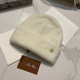 Loro Piana Men's / Women's Fine Rib Knit Blend Beanie in white