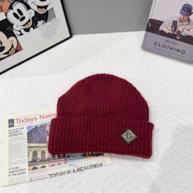 Loro Piana Men's / Women's Fine Rib Knit Blend Beanie with Brand Logo in burgundy