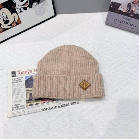 Loro Piana Men's / Women's Fine Rib Knit Blend Beanie with Brand Logo in dark beige