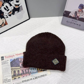 Loro Piana Men's / Women's Fine Rib Knit Blend Beanie with Brand Logo in dark brown