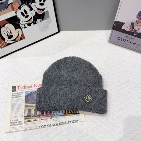 Loro Piana Men's / Women's Fine Rib Knit Blend Beanie with Brand Logo in dark gray