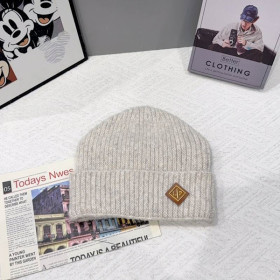Loro Piana Men's / Women's Fine Rib Knit Blend Beanie with Brand Logo in light gray
