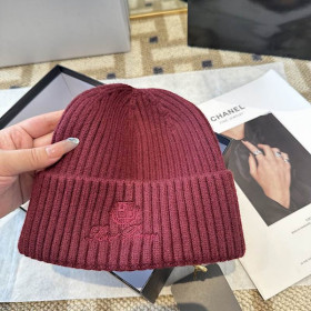 Loro Piana Men's / Women's Ribbed Knit Beanie in burgundy