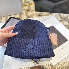 Loro Piana Men's / Women's Ribbed Knit Beanie in navy blue