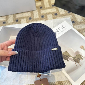 Loro Piana Men's / Women's Ribbed Cashmere Beanie in navy blue