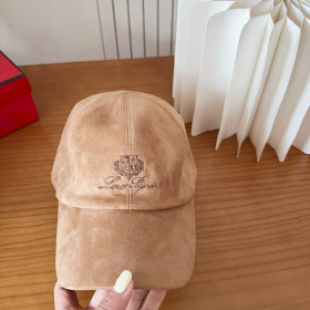Loro Piana Suede Baseball Cap with Adjustable strap in beige