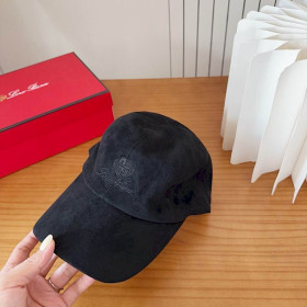 Loro Piana Suede Baseball Cap with Adjustable strap in black