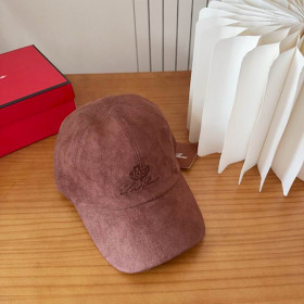 Loro Piana Suede Baseball Cap with Adjustable strap in caramel brown