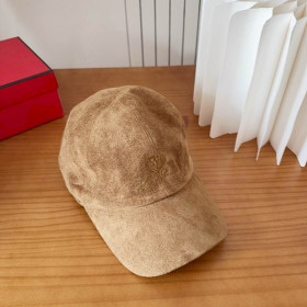 Loro Piana Suede Baseball Cap with Adjustable strap in dark beige