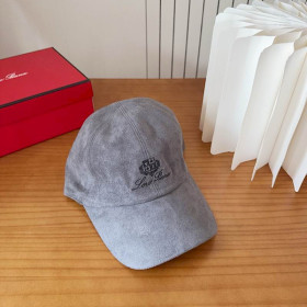 Loro Piana Suede Baseball Cap with Adjustable strap in grey