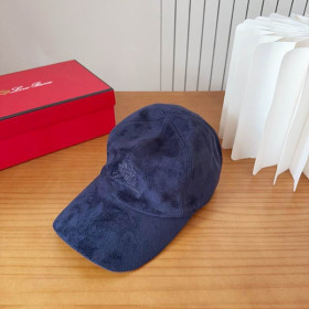 Loro Piana Suede Baseball Cap with Adjustable strap in navy blue