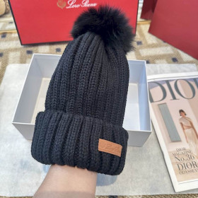 Loro Piana Women's Cashmere Beanie with Pom-Pom in black