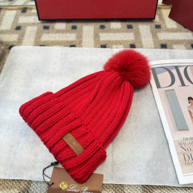 Loro Piana Women's Cashmere Beanie with Pom-Pom in red