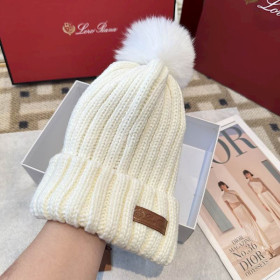Loro Piana Women's Cashmere Beanie with Pom-Pom in white