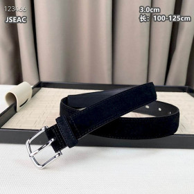 Loro Piana Alsavel Belt Split Calf Suede Leather Strap 30mm with Silver Buckle in Black