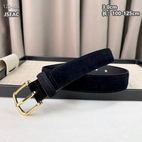 Loro Piana Alsavel Belt Split Calf Suede Leather Strap 30mm with Gold Buckle in Black