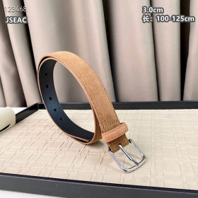 Loro Piana Alsavel Belt Split Calf Suede Leather Strap 30mm with Silver Buckle in Camel