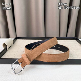 Loro Piana Alsavel Belt Split Calf Suede Leather Strap 30mm with Silver Buckle in Camel
