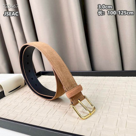 Loro Piana Alsavel Belt Split Calf Suede Leather Strap 30mm with Gold Buckle in Camel