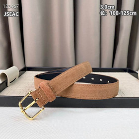 Loro Piana Alsavel Belt Split Calf Suede Leather Strap 30mm with Gold Buckle in Camel
