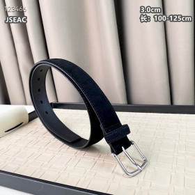 Loro Piana Alsavel Belt Split Calf Suede Leather Strap 30mm with Silver Buckle in Black
