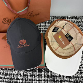 Loro Piana cotton Baseball Cap with Elasticated back in black and red brown