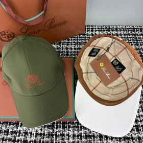 Loro Piana cotton Baseball Cap with Elasticated back in green and red brown