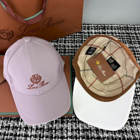 Loro Piana cotton Baseball Cap with Elasticated back in light purple and red brown