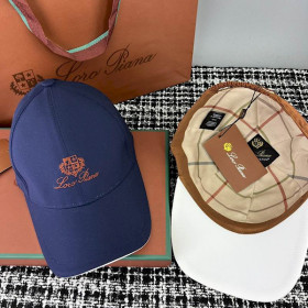 Loro Piana cotton Baseball Cap with Elasticated back in navy blue and red brown