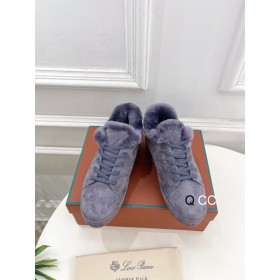 Loro Piana Women's Fleece-l/ed Suede Sneakers / Purple