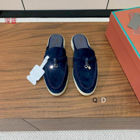 Loro Piana Women's Babouche Charms Walk Moccas/ Flat Shoes / Blue