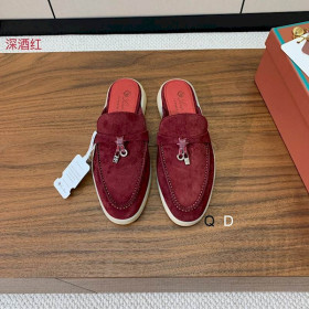 Loro Piana Women's Babouche Charms Walk Moccas/ Flat Shoes / Burgundy