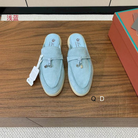 Loro Piana Women's Babouche Charms Walk Moccas/ Flat Shoes / Light Blue