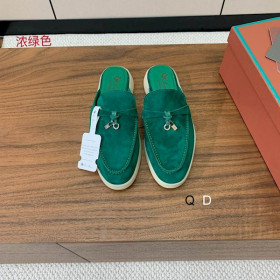 Loro Piana Women's Babouche Charms Walk Moccas/ Flat Shoes / Dark Green
