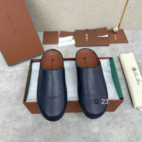 Loro Piana Women's Cowhide Sandals / Navy Blue With Air Holes