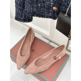 Loro Piana Women's Primula Flat Barefoot Suede Sandals / Flesh