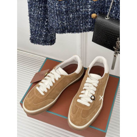 Loro Piana Men/Women's Tennis Walk Suede Sneakers / Khaki