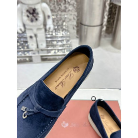 Loro Piana Women's Summer Charms Walk Moccas/ Flat Shoes / Dark Blue