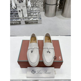 Loro Piana Women's Summer Charms Walk Moccas/ Flat Shoes / Light Gray