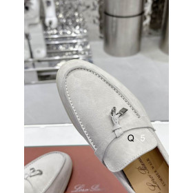 Loro Piana Women's Summer Charms Walk Moccas/ Flat Shoes / Light Gray