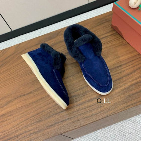 Loro Piana Men/Women's Open Walk Fleece-l/ed Ankle Boots / Dark Blue