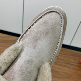 Loro Piana Men/Women's Open Walk Fleece-l/ed Ankle Boots / Camel