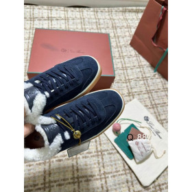 Loro Piana Men's Tennis Walk Fleece-l/ed Sneakers / Blue