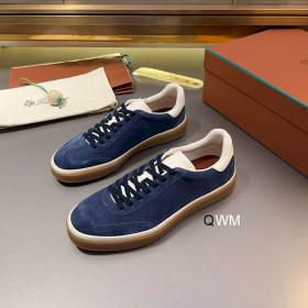 Loro Piana Men's Tennis Walk Suede Sneakers / Dark Blue
