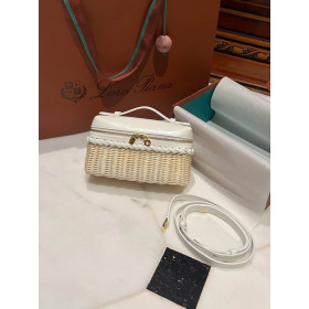 Loro Piana Women's Extra Small Rattan Pocket Bag / Malt/Whisper White