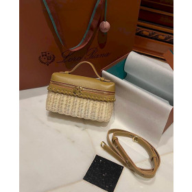 Loro Piana Women's Extra Small Rattan Pocket Bag / Malt/Olive Green