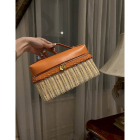 Loro Piana Women's Extra Rattan Pocket Bag / Brown-Orange