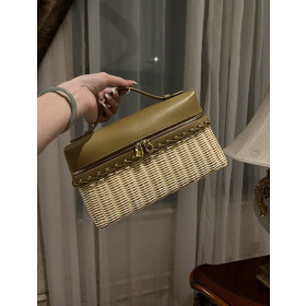 Loro Piana Women's Extra Rattan Pocket Bag / Olive Green